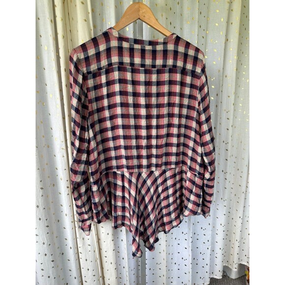 Lucky Brand Soft Girlfriend Plaid Hi Low Quarter Button Down Popover Shirt XL - Picture 4 of 5